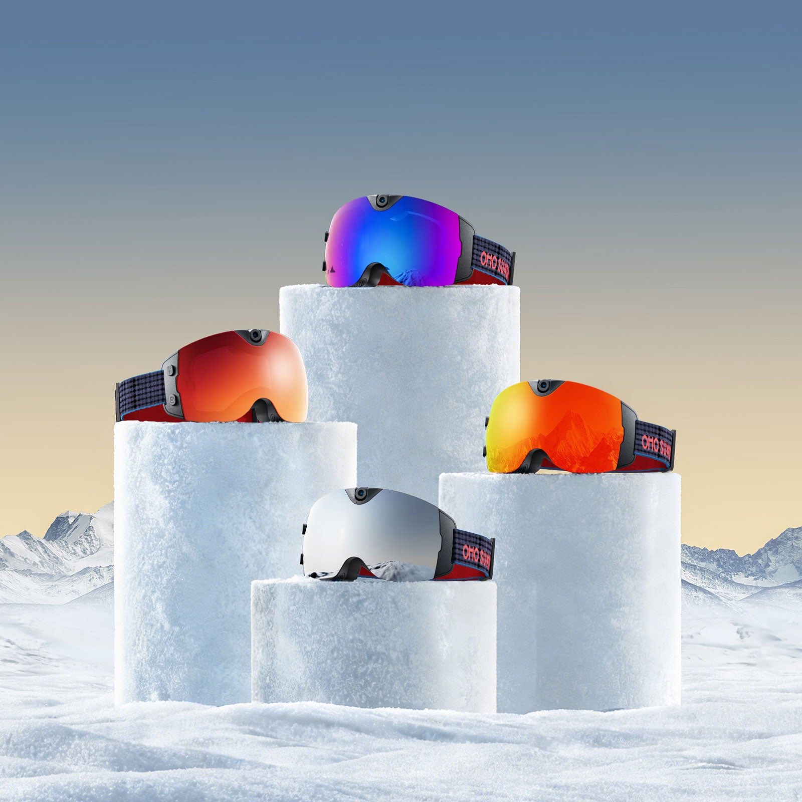 OhO Sunshine 4K Camera Smart Ski Goggles with WiFi, 24M Photo, Anti-Fog - Skyshot